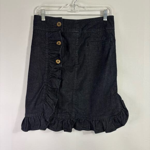 Leifsdottir Charcoal Ruffled Skirt with Button Detail Size Medium RR0844 - Picture 2 of 6